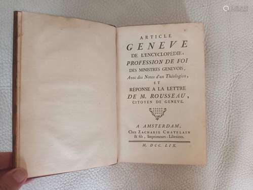 D'ALEMBERT.Article GENEVE de l'Encyclopédie, Profession de F...