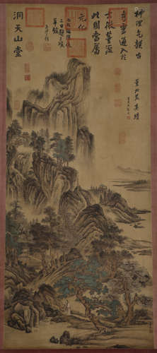 Five Dynasties - Dong Yuan - Mountain Hall Hanging Scroll on...