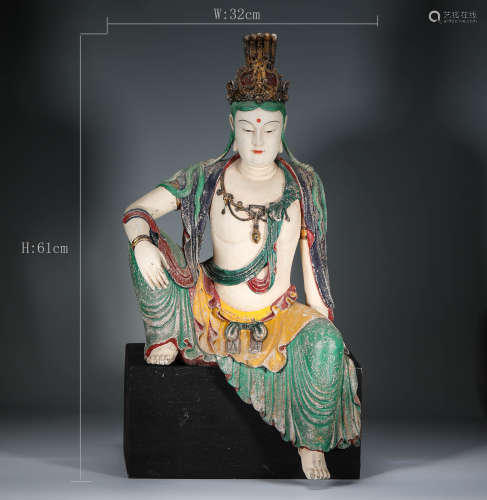 Song Dynasty - Camphor Wood Painted Freely Guanyin