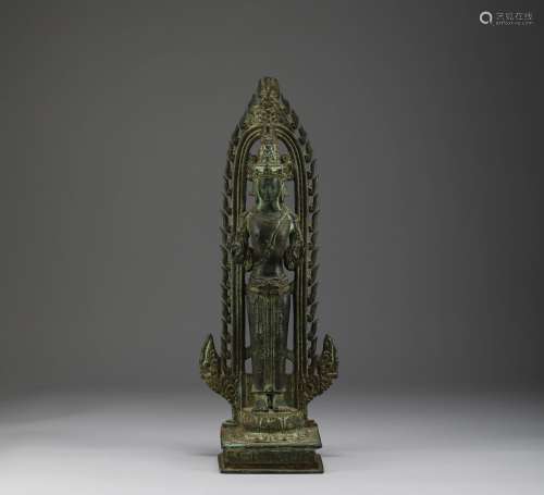 Indian Gilt Bronze Standing Buddha