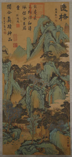 Five Dynasties - Guantong Landscape Hanging Scroll on Silk