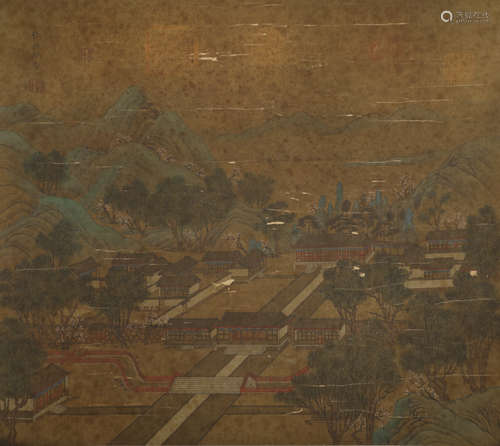 Song Dynasty - Zhang Zeduan - Pavilion Hanging Scroll on Sil...