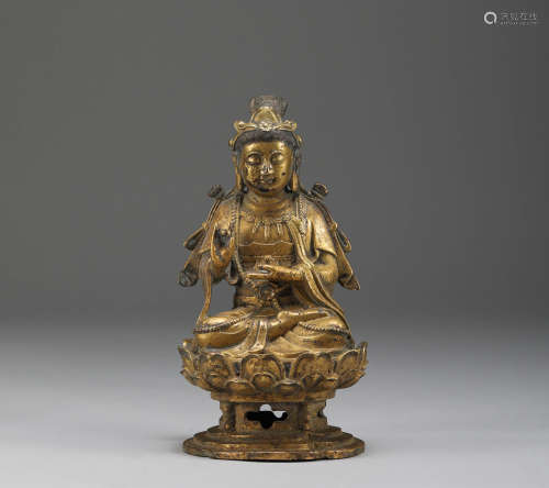 Liao Dynasty - Gilt Bronze Buddha Statue