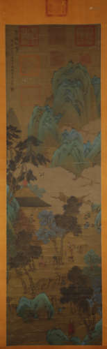 Tang Dynasty - Li Sixun - Landscape Figure Hanging Scroll on...