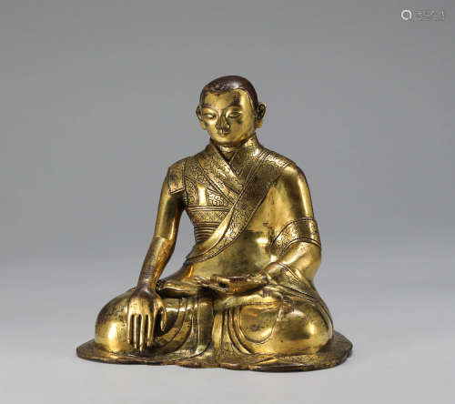 Qing Dynasty - Gilt Bronze Statue of the Fifth Dalai Lama