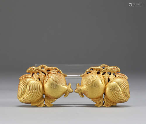 Qing Dynasty - Pure Gold Pomegranate Ornaments