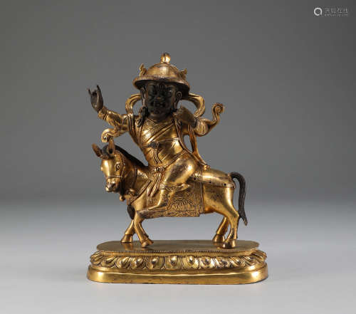 Qing Dynasty -Gilt Bronze Statue of the God of Wealth