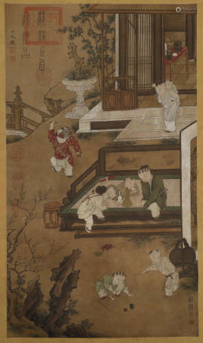Song Dynasty - Su Hanchen - Infant Play Picture Hanging Scro...