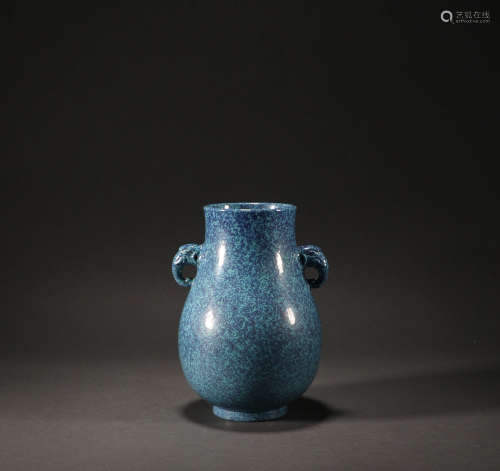 Qing Dynasty - Furnace Jun Glazed Double-ear Vase