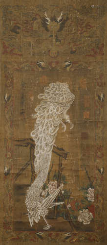 Song Dynasty - Song Huizong - Peacock Hanging Scroll on Silk