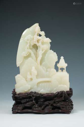 Qing Dynasty - Hetian White Landscape Figure