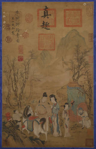 Song Dynasty - Song Huizong - Outing Picture Hanging Scroll ...