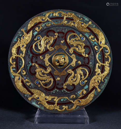 Warring States - Gilt Mirror with Dragon Pattern