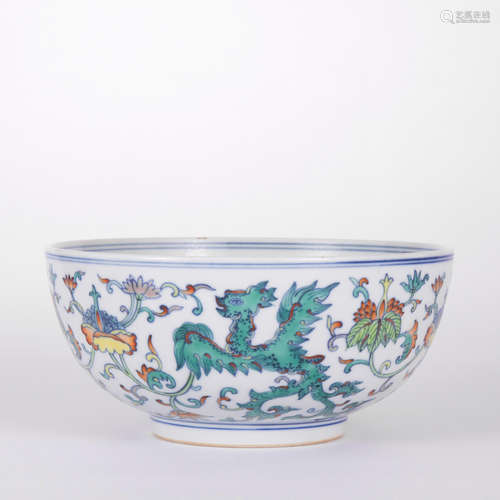 A Doucai Glaze Flower&Phoenix Bowl