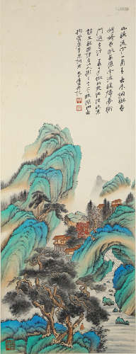 A Chinese Landscape Painting Scroll, Zhang Daqian Mark
