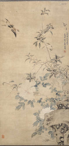A Chinese Flower&Bird Painting Scroll