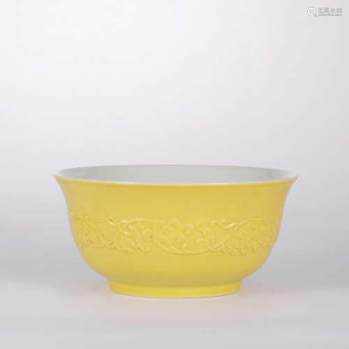 A Yellow Glaze Peach&Flower An-Decorated Bowl