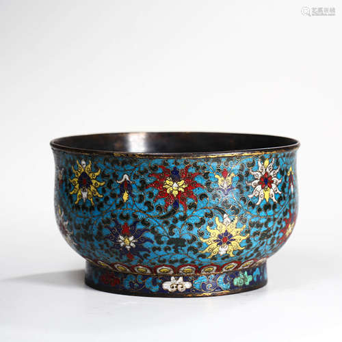 A Cloisonne Enamel Floral Alms Bowl