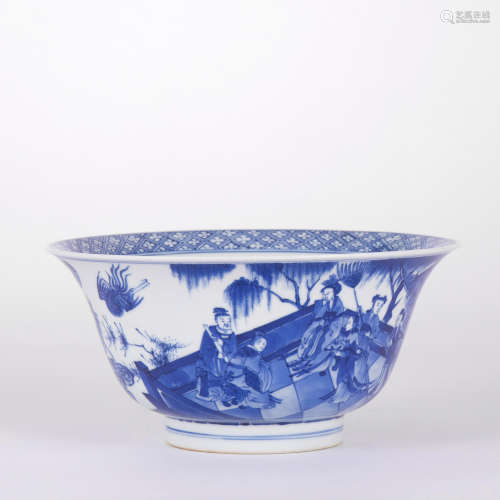 A Blue And White Figure Bowl