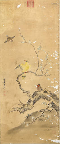 A Chinese Flower&Bird Painting Scroll, Sun Kehong Mark