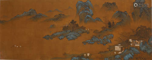 A Chinese Landscape Painting Silk Scroll