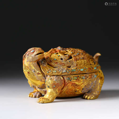 A Gold Turtle Incense Burner