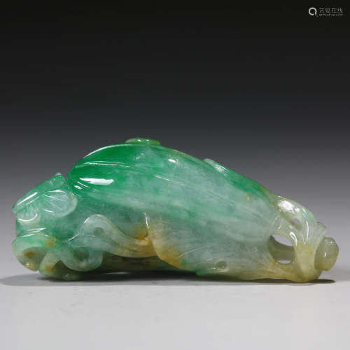 A Carved Jadeite Chinese Cabbage Ornament
