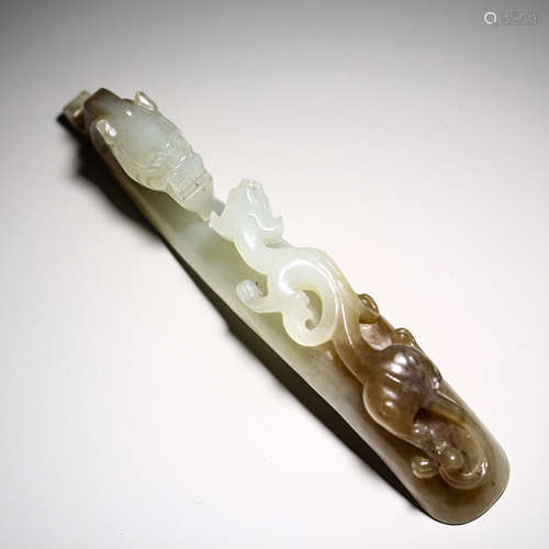 A Carved Jade Dragon Belt Hook