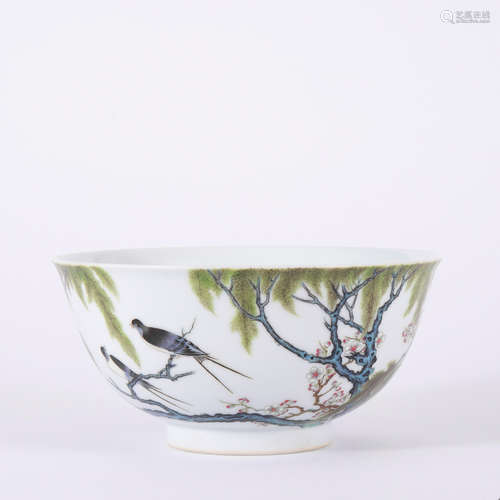 An Inscribed Falangcai Flower&Bird Bowl