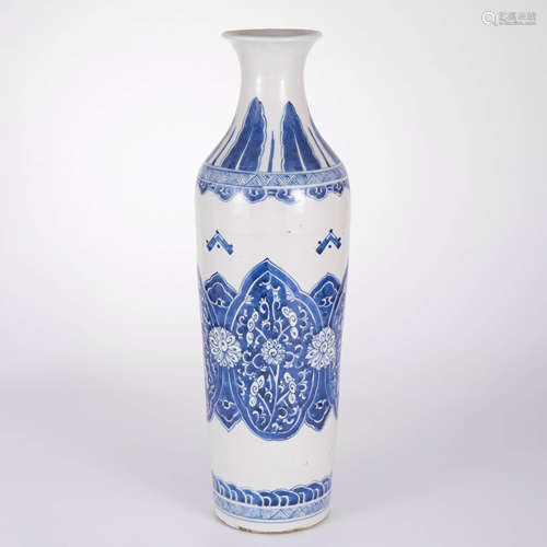 A Blue And White Flower Olive-Shaped Vase