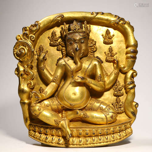 A Gilt Bronze Figure Of Elephant Buddha