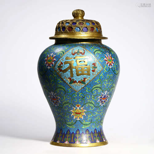 A Cloisonne Enamel Flower&Fu Jar And Cover