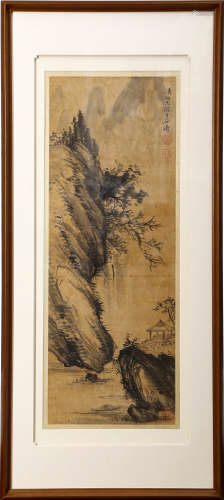 A Chinese Landscape Painting Scroll, Shi Tao Mark