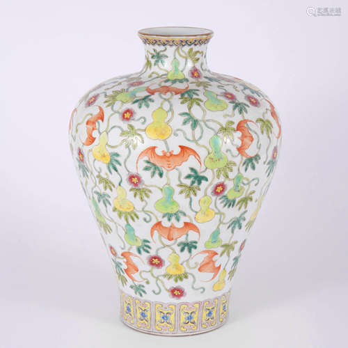 A Famille Rose Double Gourds Meiping Vase