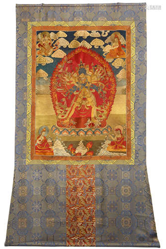 An Embroidered Thangka Of Kalachakra