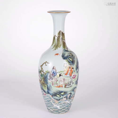 A Famille Rose Immortal Guanyin Vase