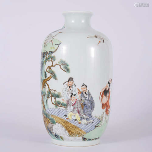 A Famille Rose Landscape&Figure Vases