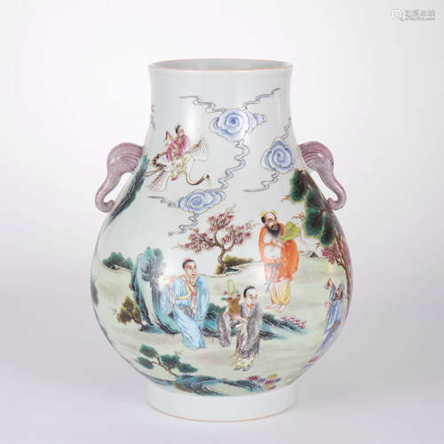 A Famille Rose Immortal Zun Vase