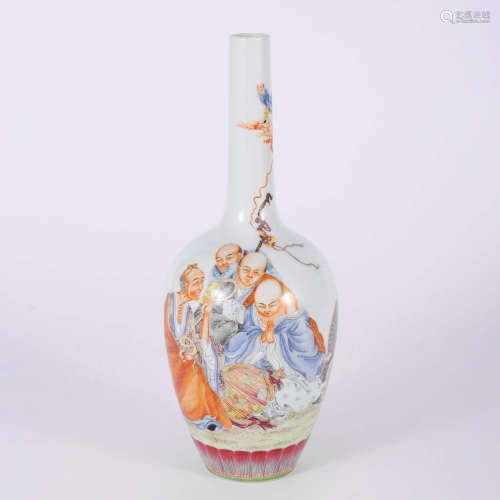 A Famille Rose And Gilt-Decorated Figure Bottle Vase