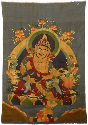 An Embroidered Kesi Thangka Of Jambhala