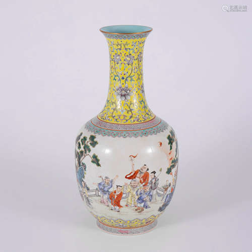 A Famille Rose Figure Vase