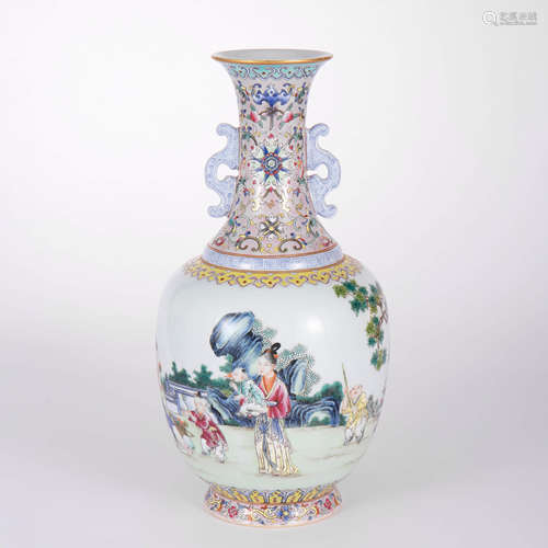 A Famille Rose Figure Globular Vase