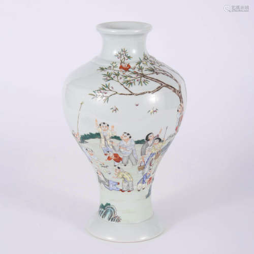 A Famille Rose Figure Meiping Vase