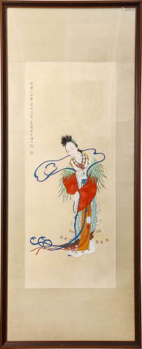 A Chinese Figure Painting, Lu Xiaoman Mark