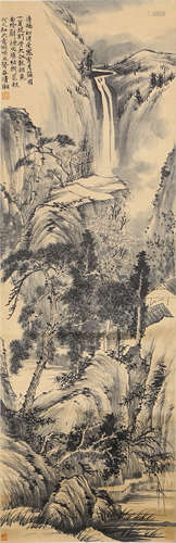 A Chinese Landscape Painting Scroll, Shi Tao Mark