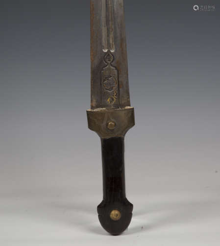 A 19th century Russian kindjal with straight double-edged bl...