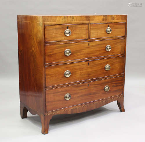 A George III mahogany chest of two short and three long draw...