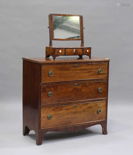 A Victorian mahogany chest of three long drawers, height 86c...