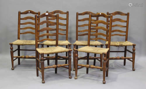A set of six early 19th century provincial fruitwood ladder ...
