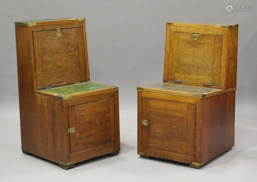 A pair of early 20th century campaign style camphor bedside ...